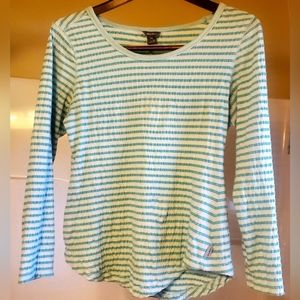 Eddie Bauer teal striped long sleeve shirt